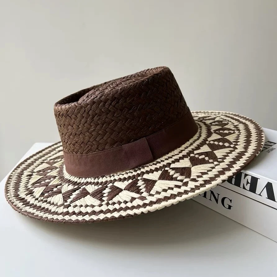 Vintage Mode Sommer Boho Stil Casual handgemachte breite Krempe Sonnenhut für Frauen und Männer Caps Urlaub Strand Sonnenhut Designer Hüte – Detail 6