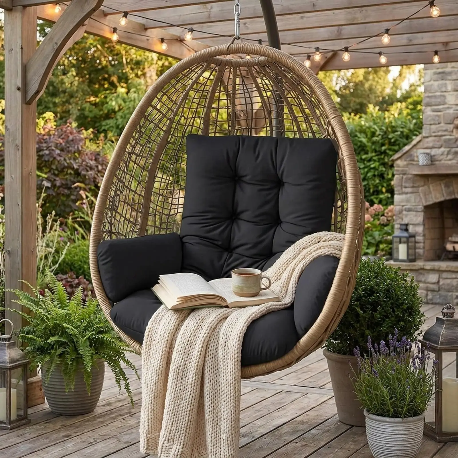 Garden Hammock Swing Chair Cushion Ergonomic Pad for Outdoor Furniture Balcony Patio Relaxation