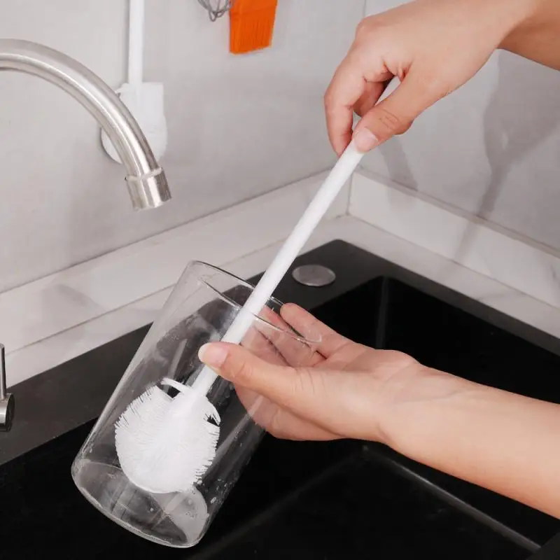 Silicone Cup Brush Cup Scrubber Glass Cleaner Kitchen Cleaning Tool Long Handle Drink Wineglass Bottle Cleaning Brush