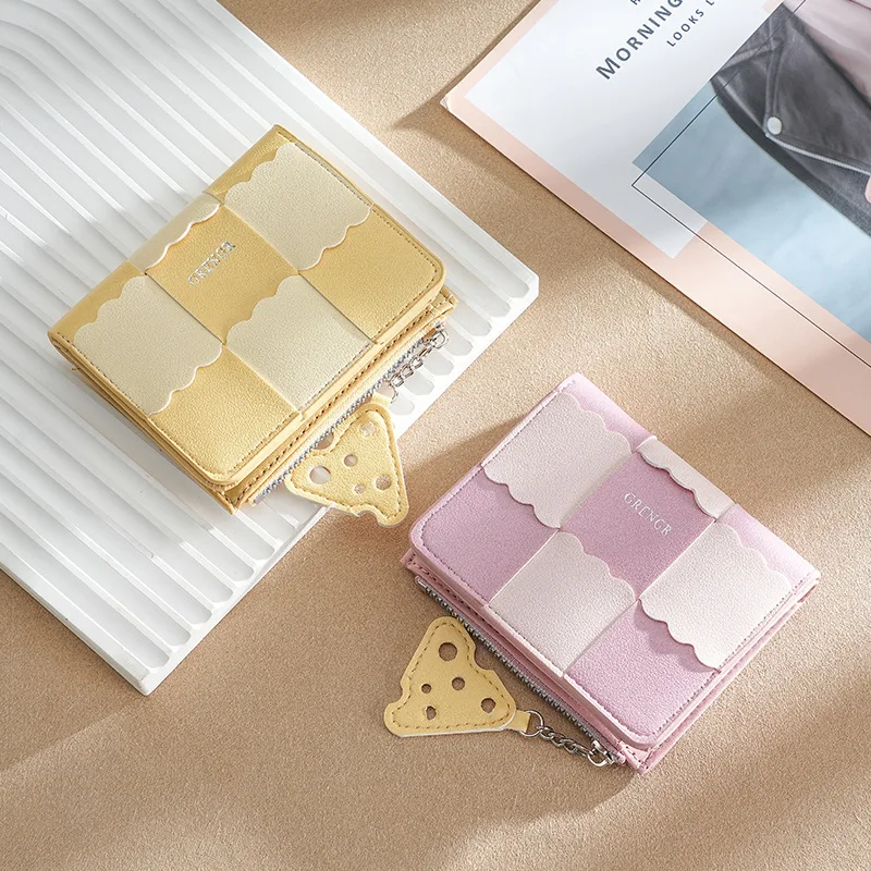 Cookie Woven Short Wallet Multi-Card Slot Compact Exquisite Simple Coin Purse for Women Fresh Sweet Fashionable Money Card Bag