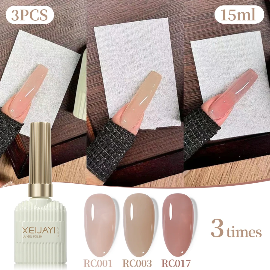 XEIJAYI 3pcs 15ML Pink Polish UV/LED Soak Off Gel Nail Polish For Nail Art DIY Salon Home Holiday Gift For Women