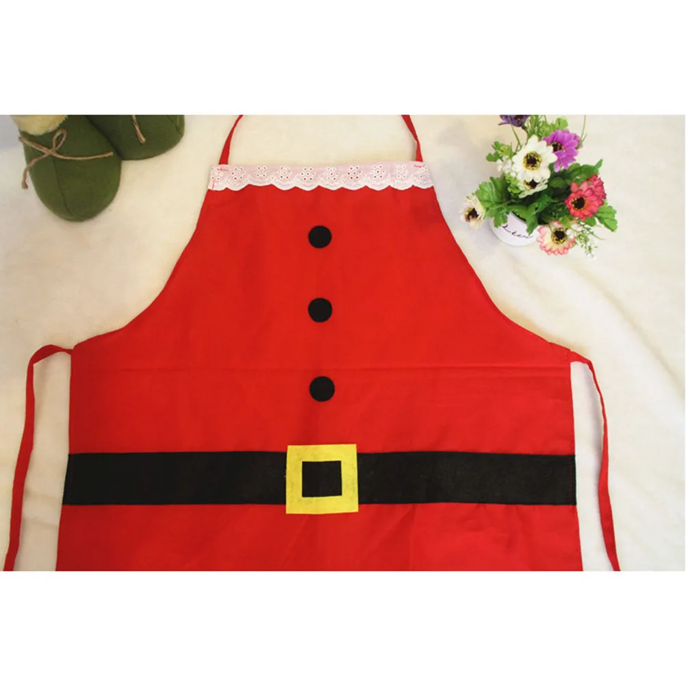 ホルターネック クリスマスエプロン レッド 75x52cm ポリエステル ナイロン ユニセックス キッチン シェフ ノースリーブ クリスマスエプロン