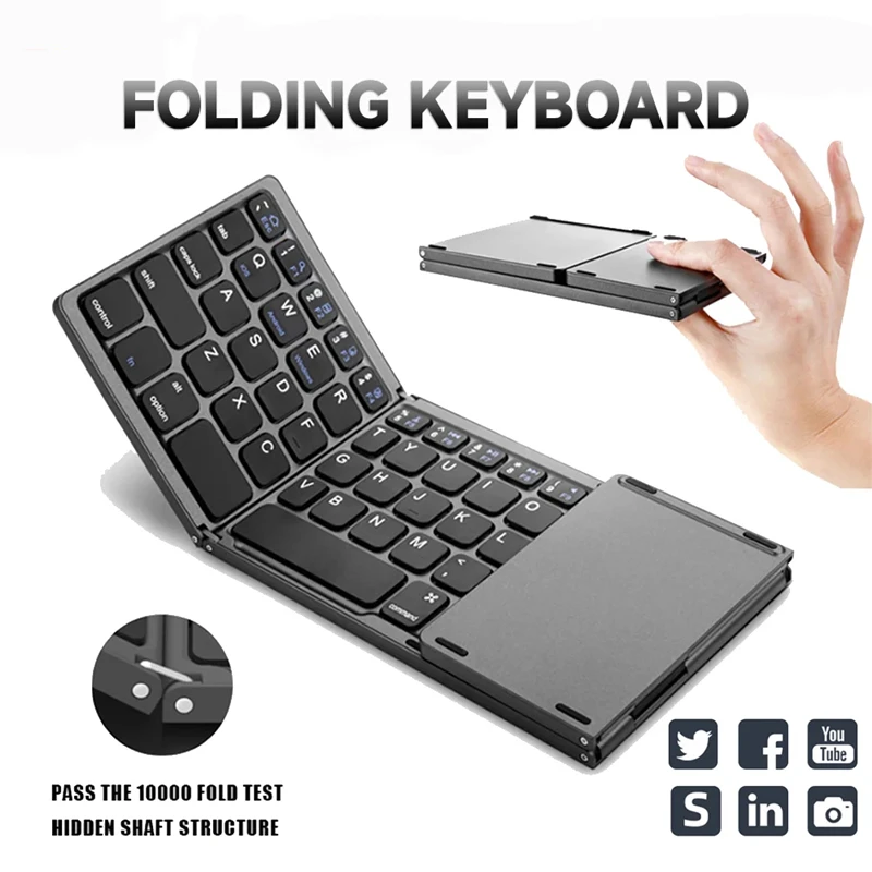 Brasil Teclado dobrável bluetooth mini teclado bluetooth com teclado touchpad sem fio teclado português brasileiro/inglês