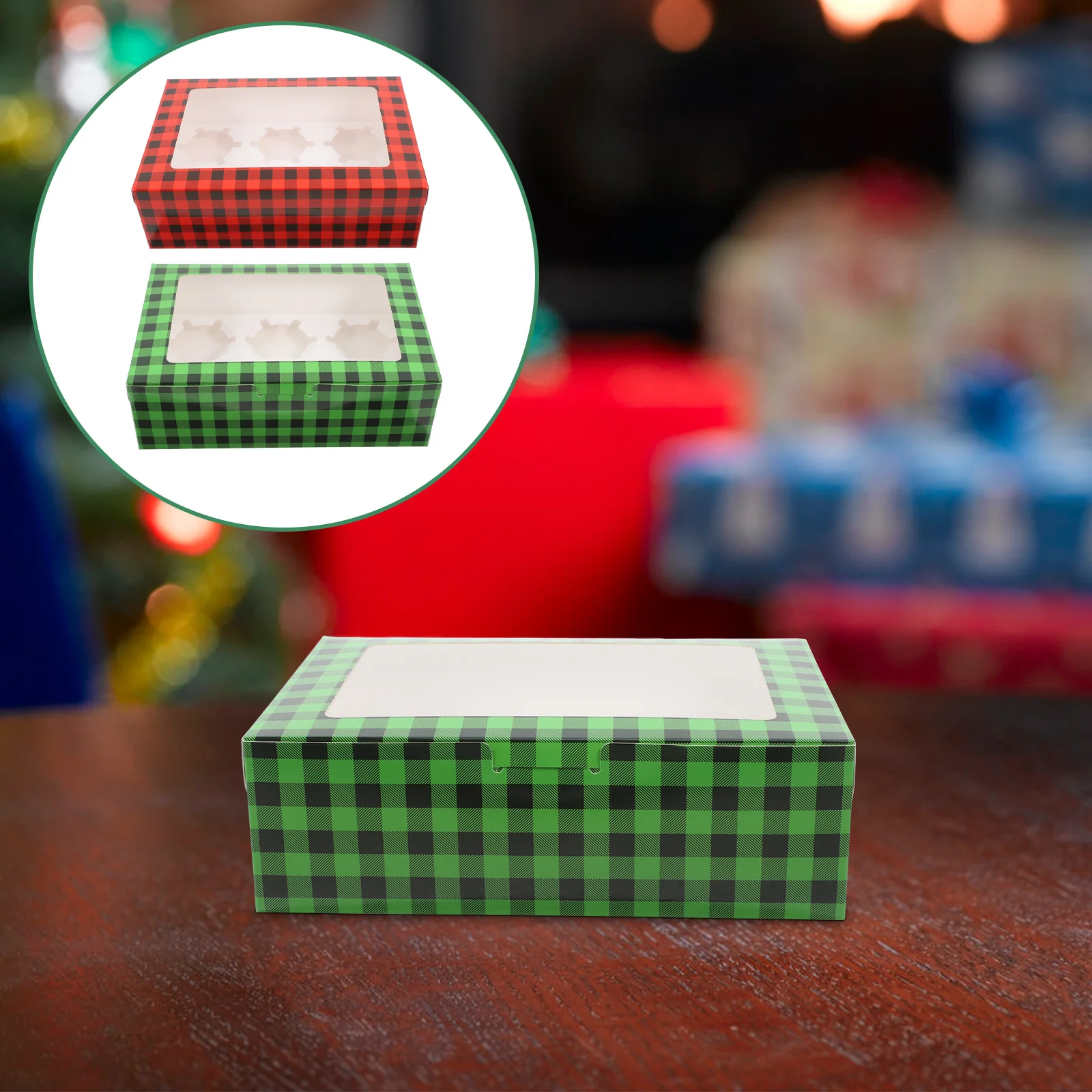 

12pcs Cake Packaging Boxes Small Bakery Boxes With Window Sturdy For Christmas Cupcake Cookie Dessert Gift Party Favor Storage