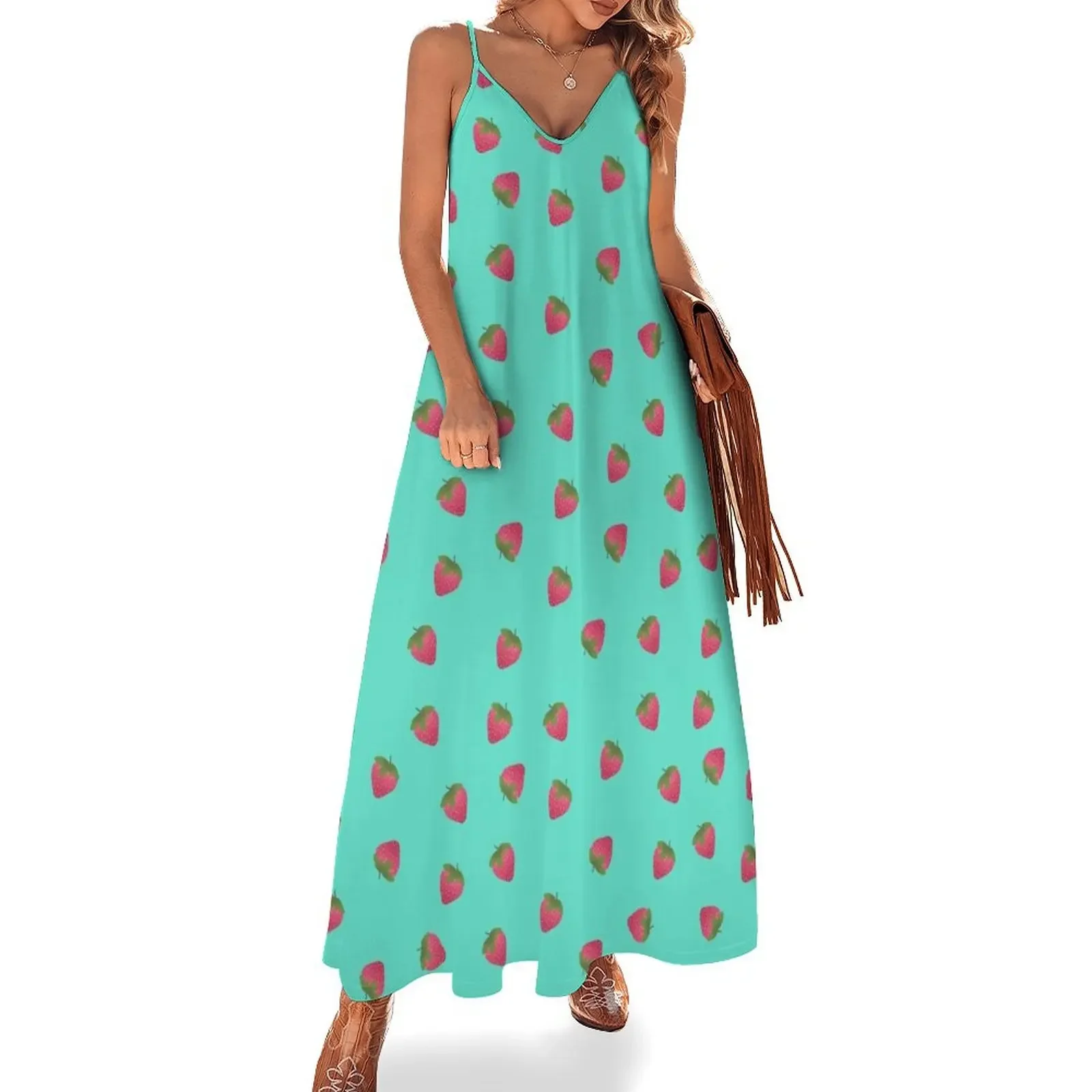 

Strawberry Dress Pattern Sleeveless Dress Clothing female evening dresses luxury 2024 clothes for woman ceremony dresses