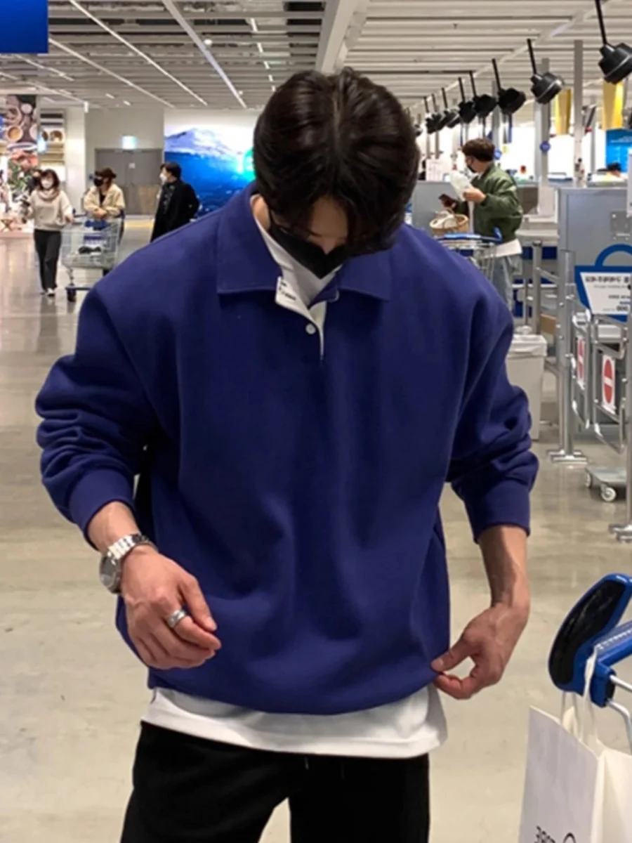 

Худи Klein Blue Long Sleeve, молодежный тренд, весна-осень, модный воротник, парные образы, антибактериальный, цветной