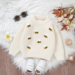 Baby Sweaters Knitted Infant Boys Girls Pullover Fashion Embroidered Bees Newborn Children Clothing Long Sleeve Tops Autumn Warm