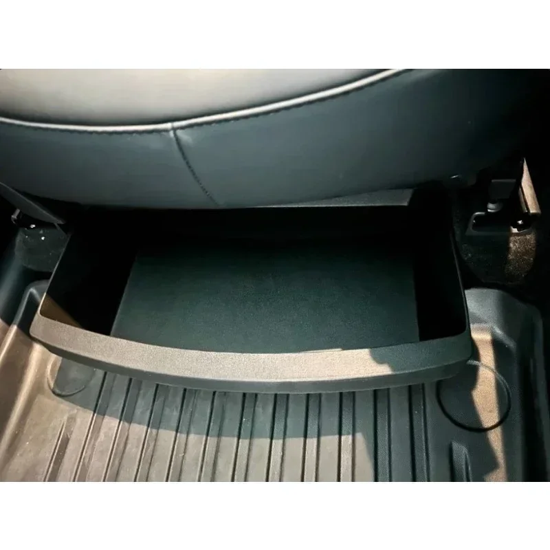 Per Tesla Model Y 2021-2024 Scatola portaoggetti sottosella TPE sotto il sedile Sedile anteriore nascosto Stoccaggio Push Pull Scatola organizer Accessori