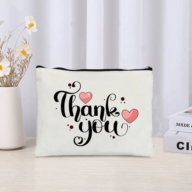 Thank You Gift Makeup Bag Ladies Cosmetic Pouch Merci Teacher Friends Gifts Trendy Travel Necessity Best Appreciate Gift for Her