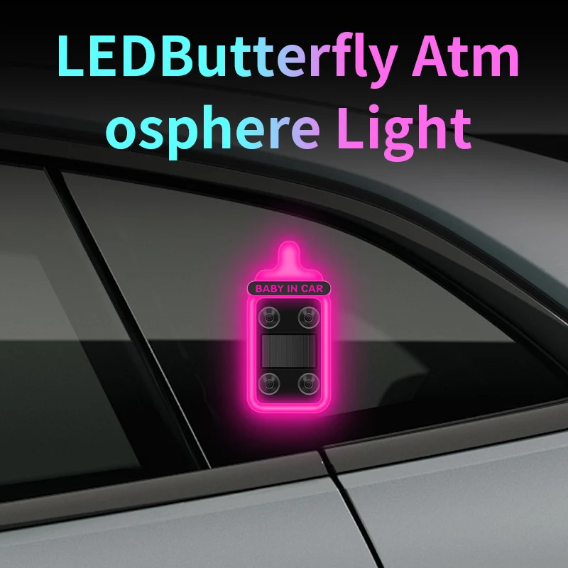 

Беспроводная светодиодная лампа в форме бутылки для декоративной подсветки автомобильных окон, с солнечной зарядкой, функцией предупреждения о безопасности, аксессуар для интерьера автомобиля