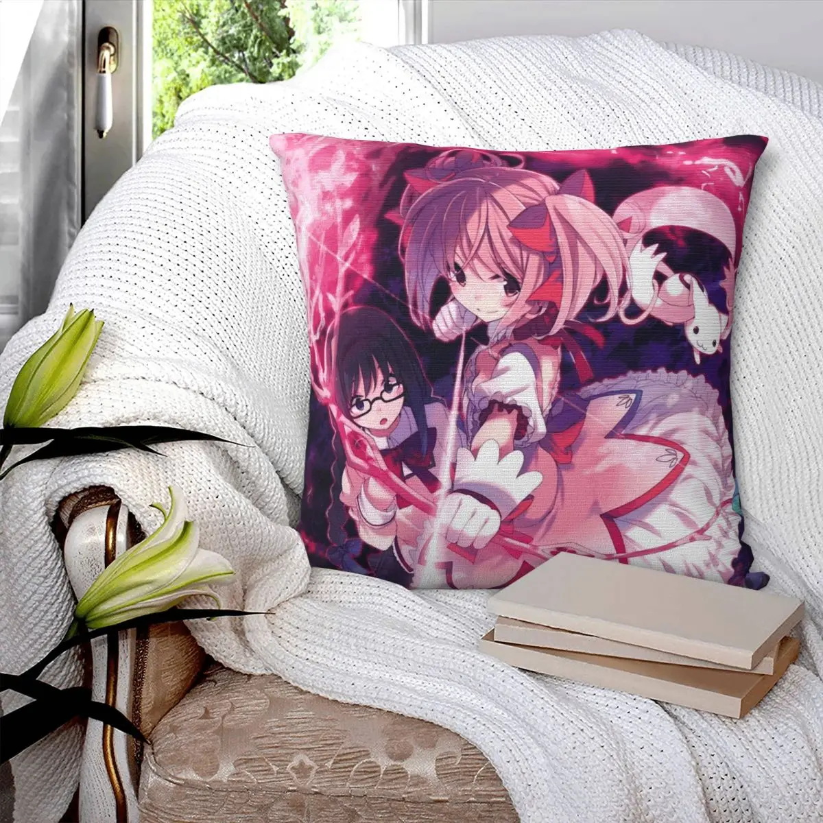 Puella Magi Madoka Magica Square Pillowcase Cushion Cover Pillow Case Throw Pillow Cover for Home Bedroom Car