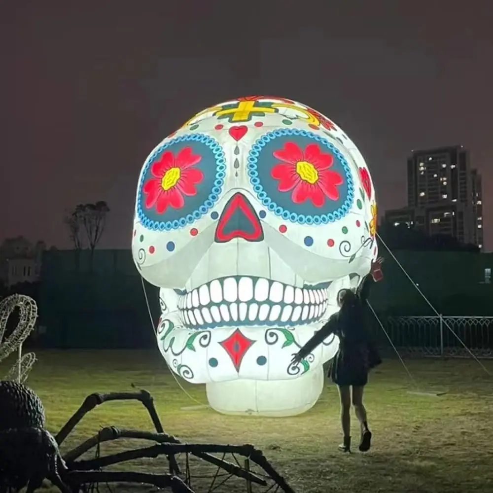 Inflatable Halloween Skull Decoration, Inflatable, Yard Decoration, Built-in LED Lights, Halloween Party Decoration