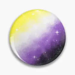 Nonbinary Pride Flag Galaxy  Soft Button Pin Clothes Lapel Pin Cute Creative Women Collar Brooch Funny Badge Gift Metal Fashion