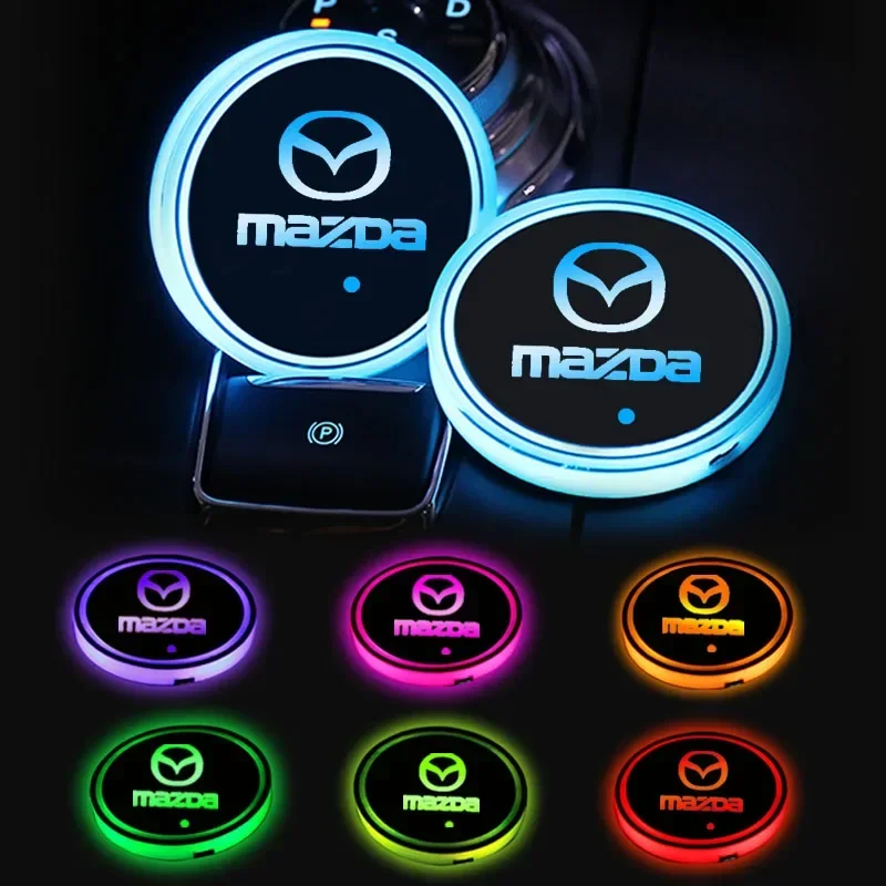 

2PCS 7 colors car USB Charging LED lights water coaster cup mat for Mazda 3 5 6 CX-3 CX-4 CX-5 CX-7 CX-9 Axela 6 323 626 RX8 7