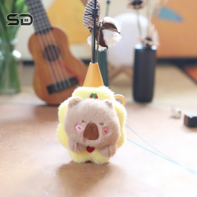 1Pcs Cute Cartoon Little Bear Pig Rabbit Capybara Pendant Plush Toy Doll Bag Hanging Ornaments Cute Doll Keychain Car Pendant