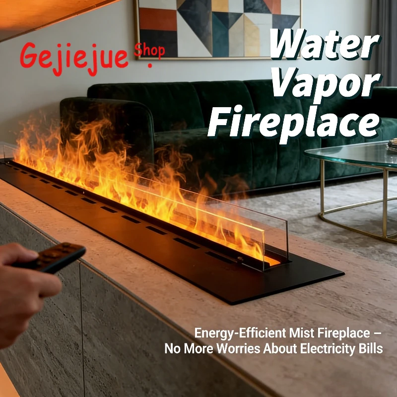 초현실적인 수증기 벽난로, 독립형, 배기구 필요 없음, 저소음, 무드등 스타일 가습 TV 스탠드 벽난로