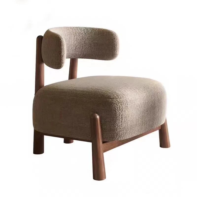

Modern simple home bed and breakfast hotel leisure sofa chair minimalist solid wood living room single light luxury sofa