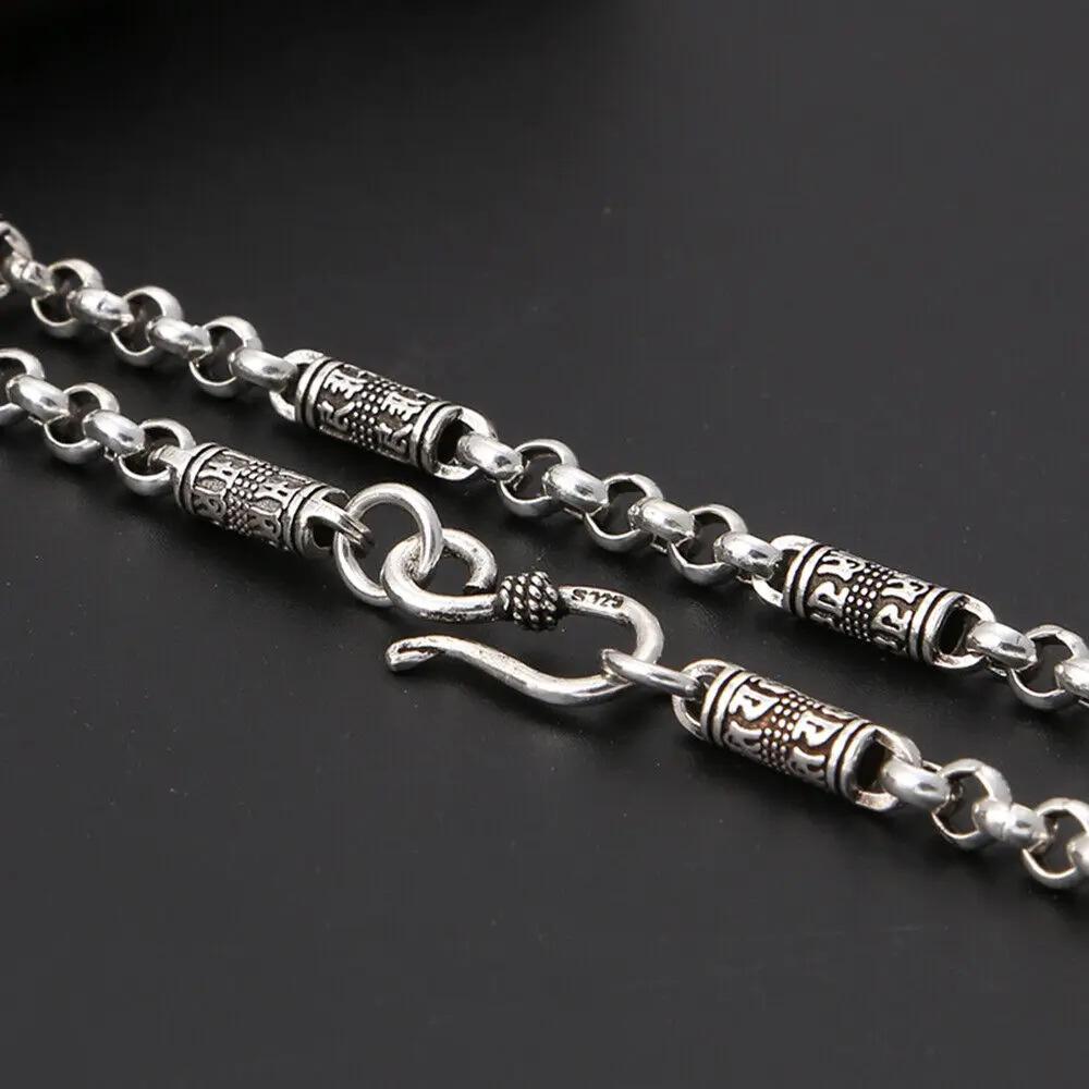 

Real 925 Sterling Silver Necklace 4.5mm Tube With Rolo Link Chain All Size