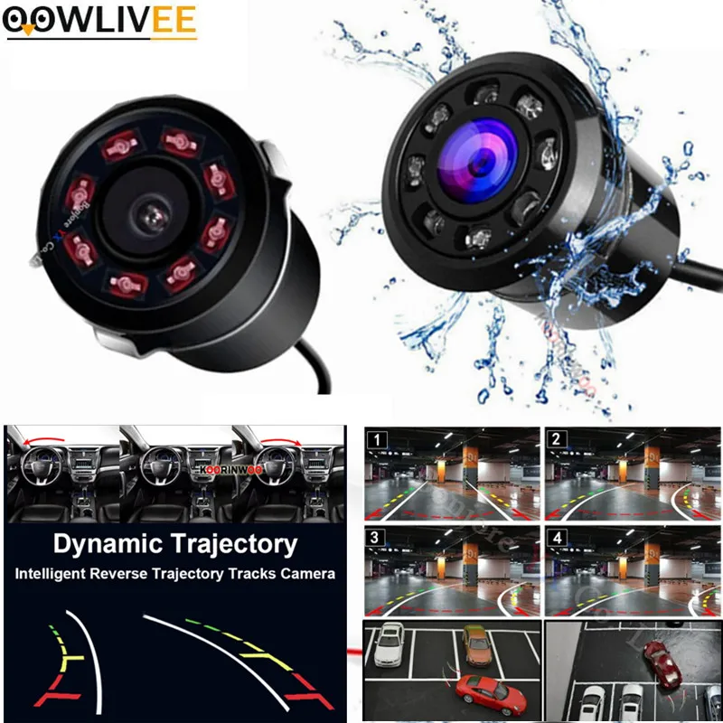

OOWLIVEE HD интеллектуальная система для автомобильной камеры, широкоугольная динамическая траектория, отслеживающая камера для парковки для автомобильного монитора, DVD-радио