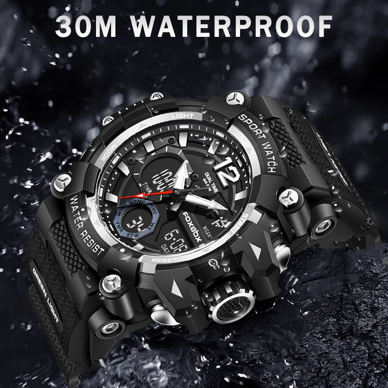 FOXBOX Top Luxury Digital Watch Mens LIGE Fashion Men Sports Luminous Watch 50m Waterproof Military Wristwatch Male Reloj Hombre