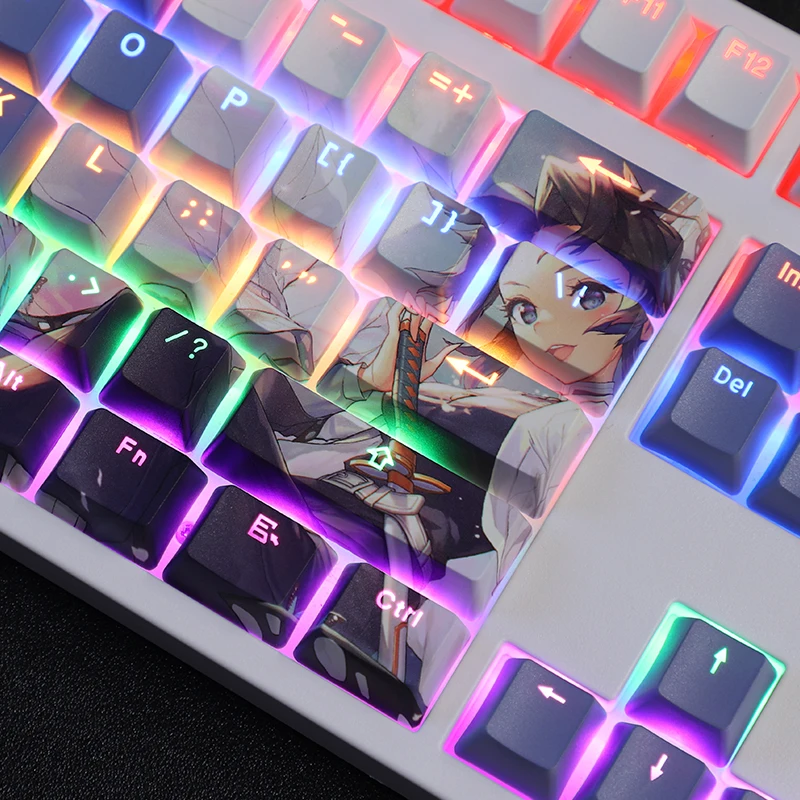 Kochou shinobu computador keyborads pbt dye atualizar 108 keycap conjunto cherry perfil keycaps cherry mx interruptor teclado mecânico