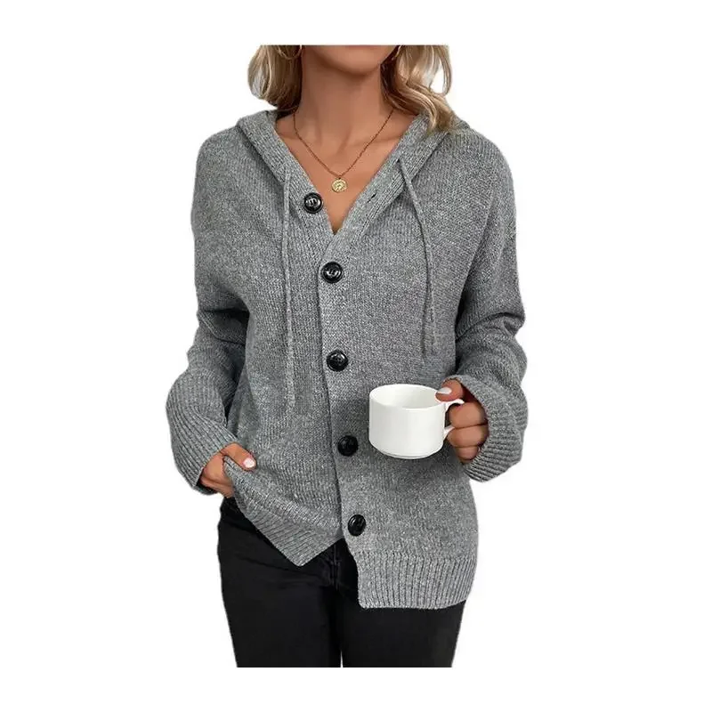 

Hooded Sweatshirt Long Sleeve Knitted Top Cardigan Jacket
