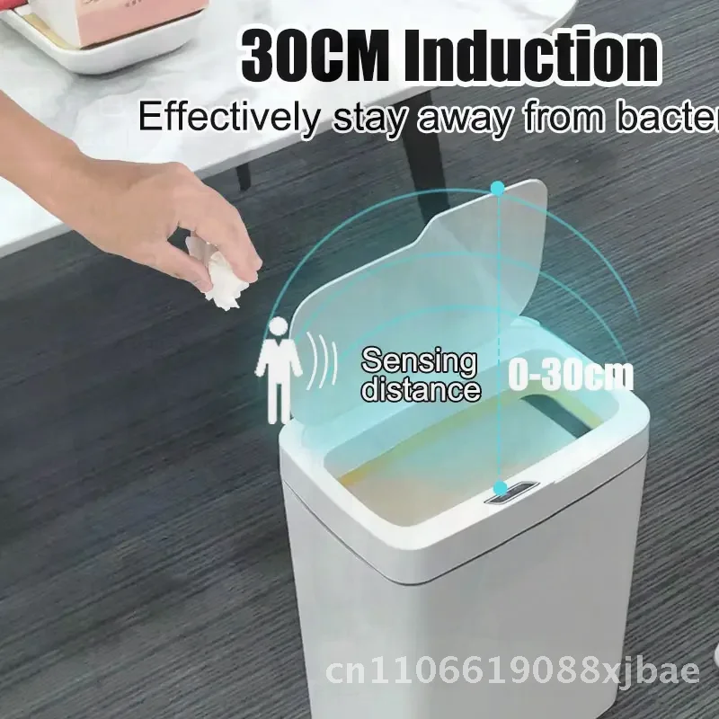 

New 15L Smart Trash Can Touchless Automatic Sensor Waterproof for Bathroom Kitchen Bedroom - 2025 Model