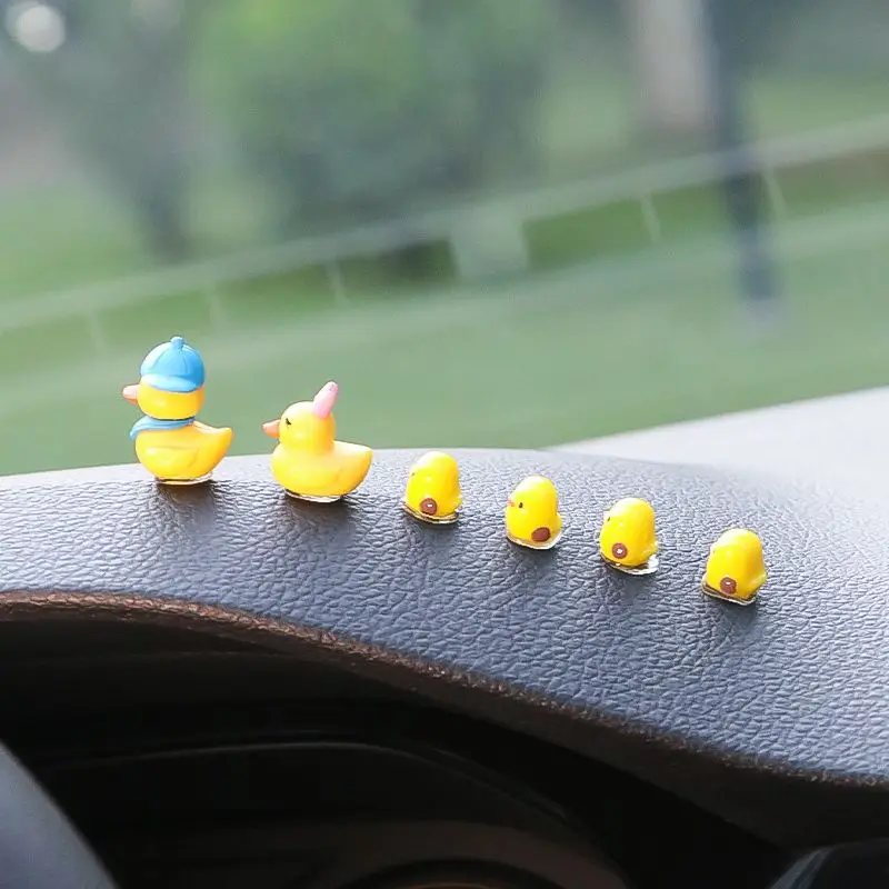 Multiple Colors Ducks Toy Car Ornaments Cool Duck Car Dashboard Decorations Duck Cake Toppers Animal Doll for Home Decoration