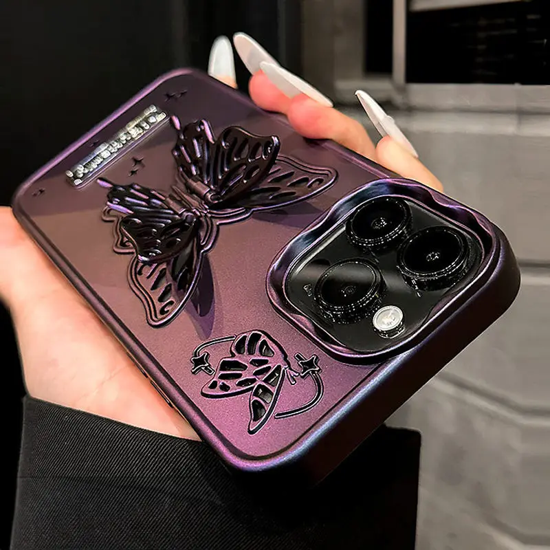 

Модный персональный милый 3D стереоскопический чехол с бабочкой для телефона IPhone 12 13 14 15 Pro Max, мягкий силиконовый чехол-подставка