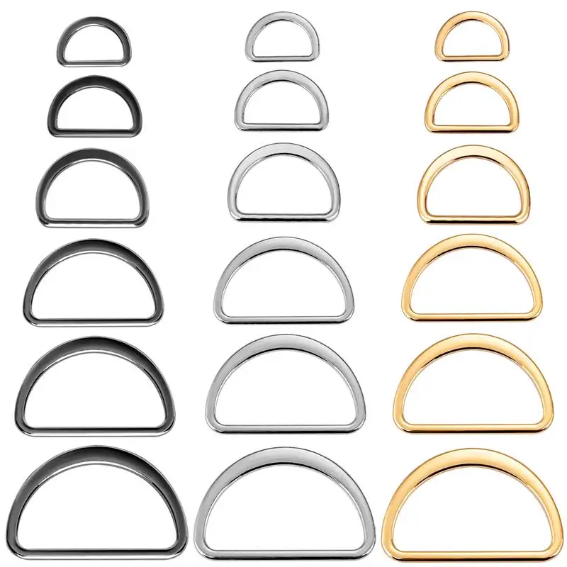 10pcs 15/20/25/30/40mm D-Shaped Buckle D Ring Connection For Shoes Bags Backpack Buckles DIY Accessory Alloy Metal Silver Gold