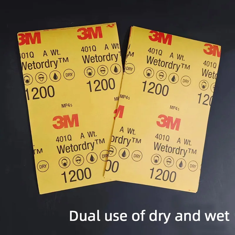 3M 401Q Sandpaper 139mm*228mm 1200 Mesh Silicon Carbide  Grinding Car Polishing Paint Primer Coating Abrasive