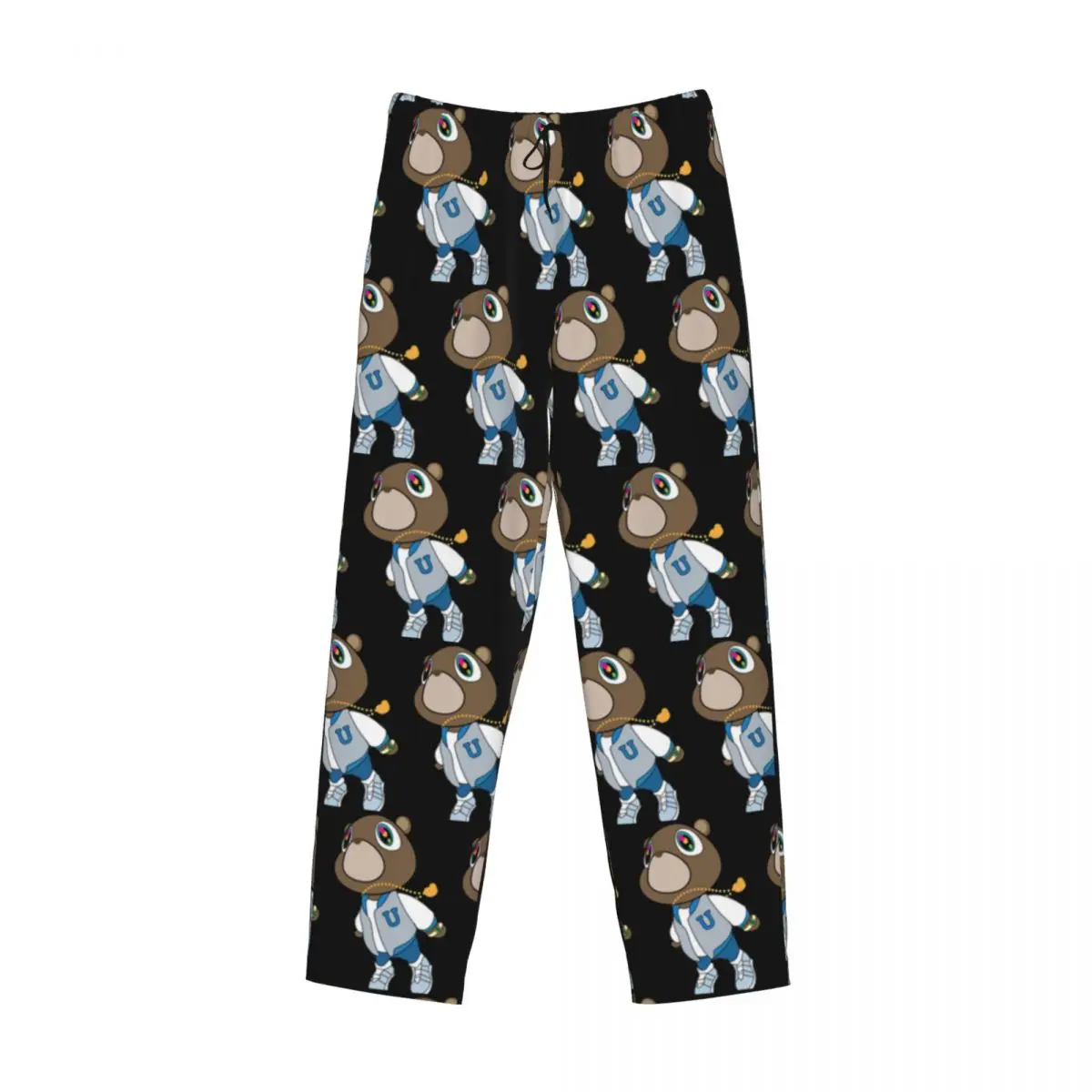 Custom Kanye West Dropout Bear Chicago Vintage Graduation Pajama Pants Men Sleepwear Sleep Lounge Bottoms with Pockets