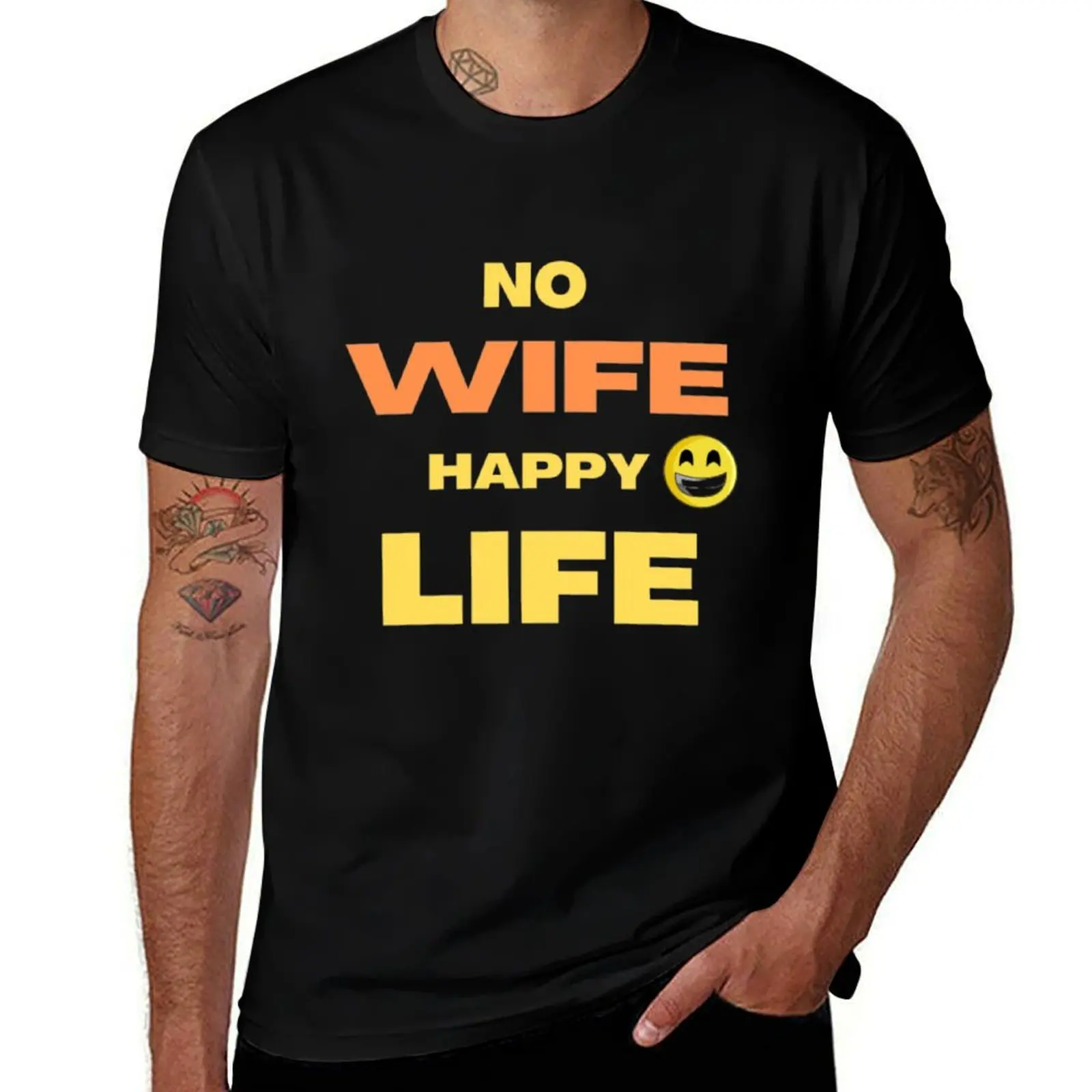 

NO WIFE HAPPY LIFE T-Shirt anime tshirt shirts graphic tees baggy shirts customs t shirts for men