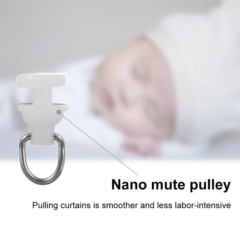 

50Pcs Strong and Sturdy Silent Curtain Track Pulley Wear-resistant Plastic Curtain Track Glider Rail Universal Convenient