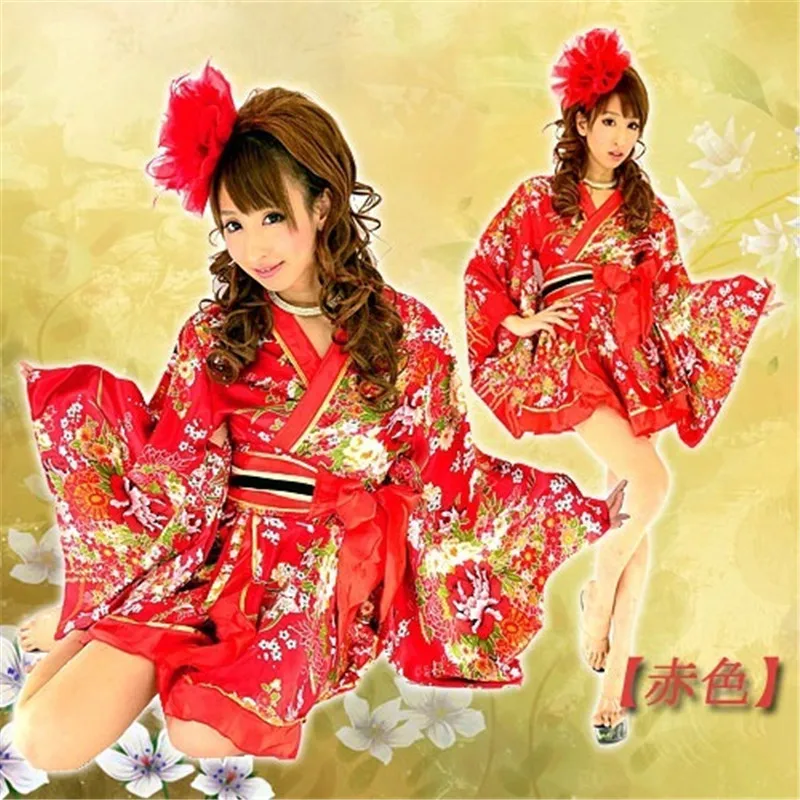 

Woman Japanese Yukata Kimono Floral Print Tradition Silk Photography Dress Geisha Stage Performing Party Cosplay Costume