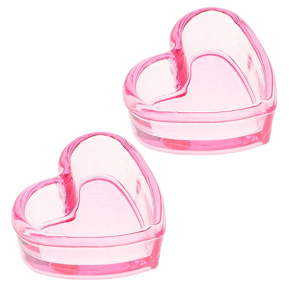 

3Pcs Heart Shape Nail Cup Transparent Pink Manicure Dappen Dish Pen Cleaning Cup Nail Tools Heart Shape Dappen Dish