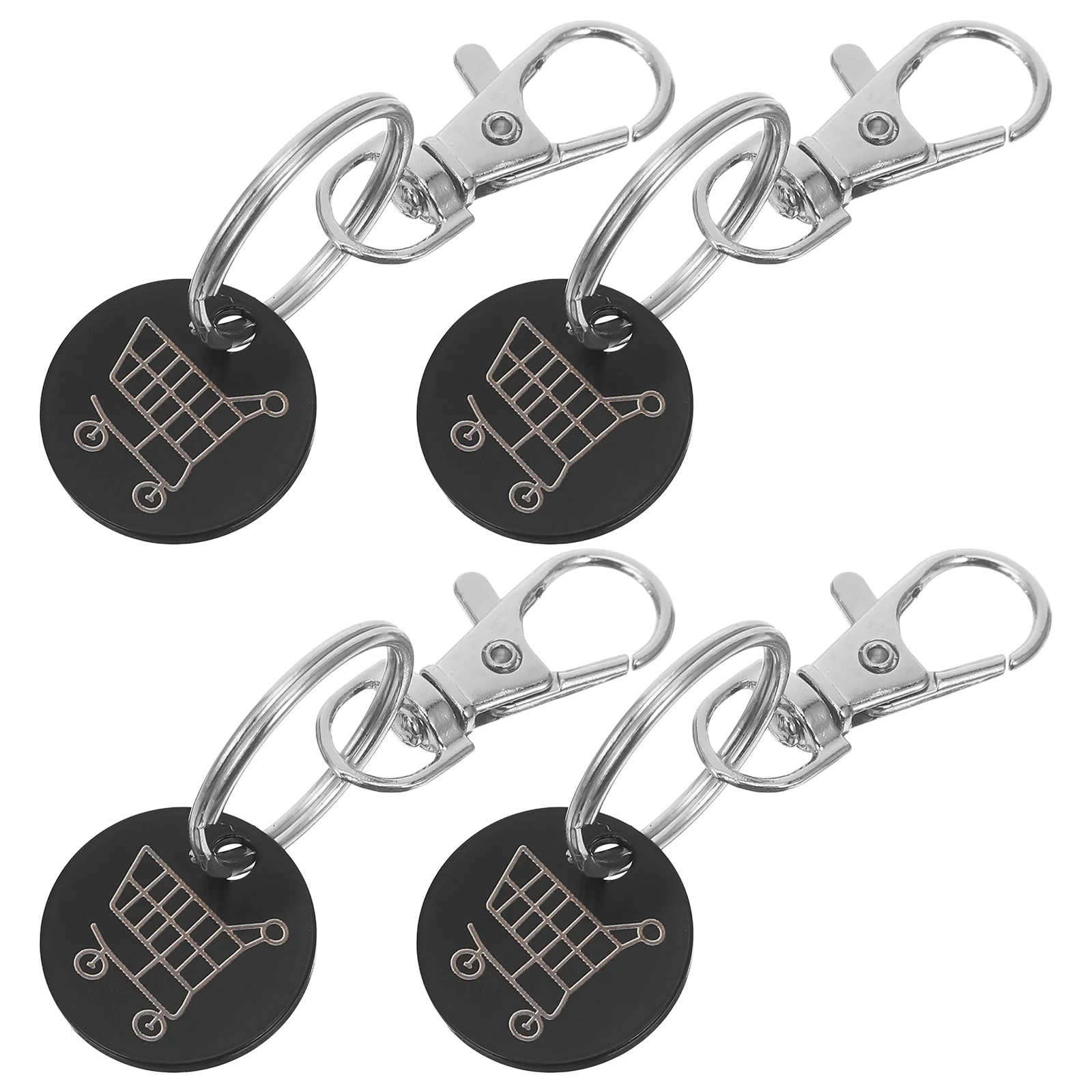 Llaveros de carro de fichas de compras, colgante de adorno de Metal con moneda, decoración de acero inoxidable, 4 piezas