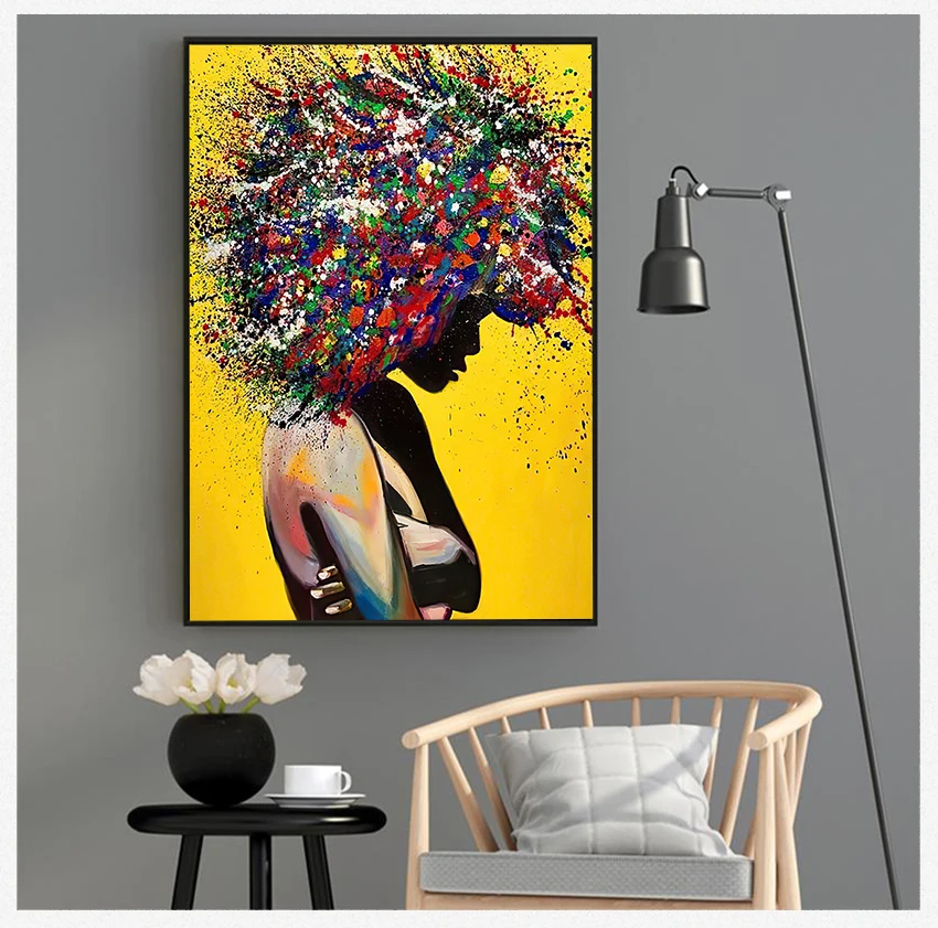 Pictures for Office Living Room Home Decoration Modern Girl Portrait Oil Painting Wall Art Poster