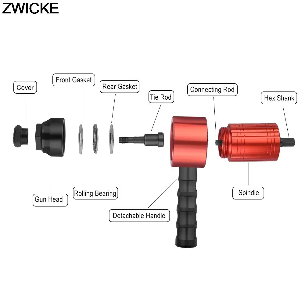 Alat Pelubang Mur Bor Keling M3 ~ M8 Tanpa Kabel Adaptor Elektrik Bor Paku Keling, Dapat Digunakan Dalam Mode Manual dan Elektrik