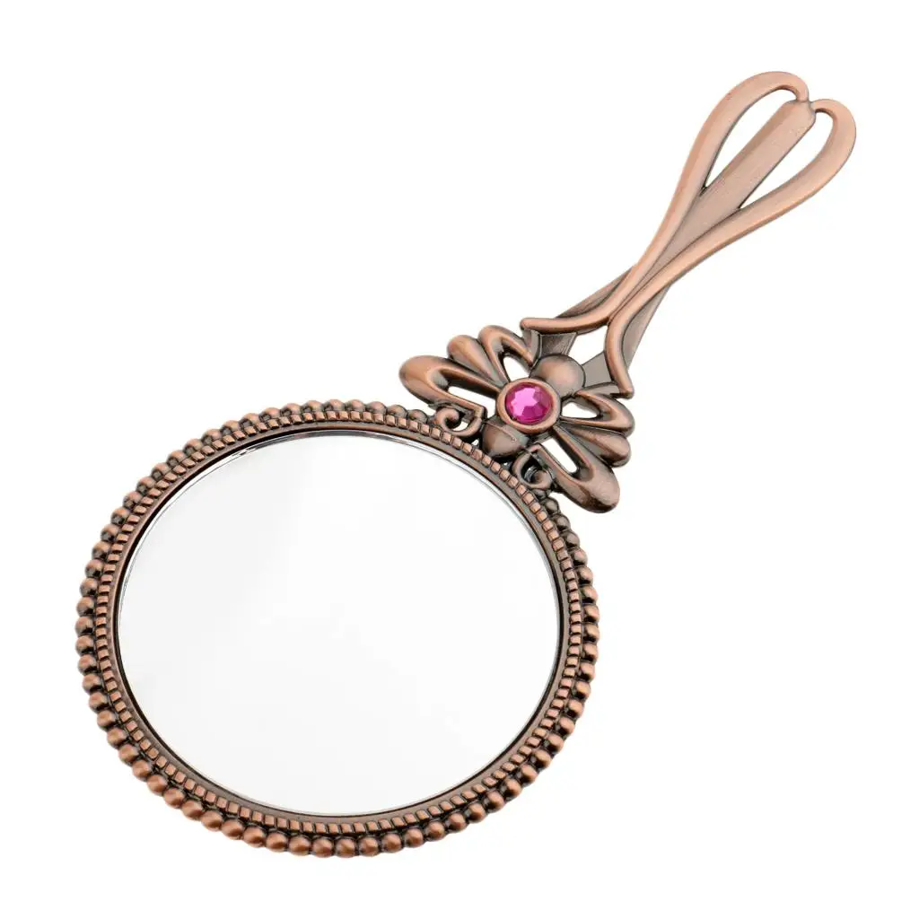 Vintage Style Handheld Mirror Makeup Beauty Makeup Hand Cosmetic Ladies Mirror for Travel Makeup Tool