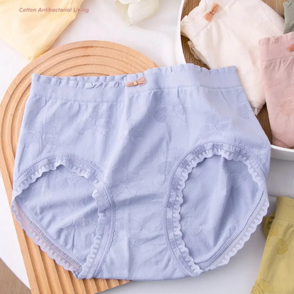 

6Pcs Fashion Mid Waist Lace Bowknot Panties Cotton Crotch Thin Seamless Briefs Underpants Lingerie Underwear for Women Lady