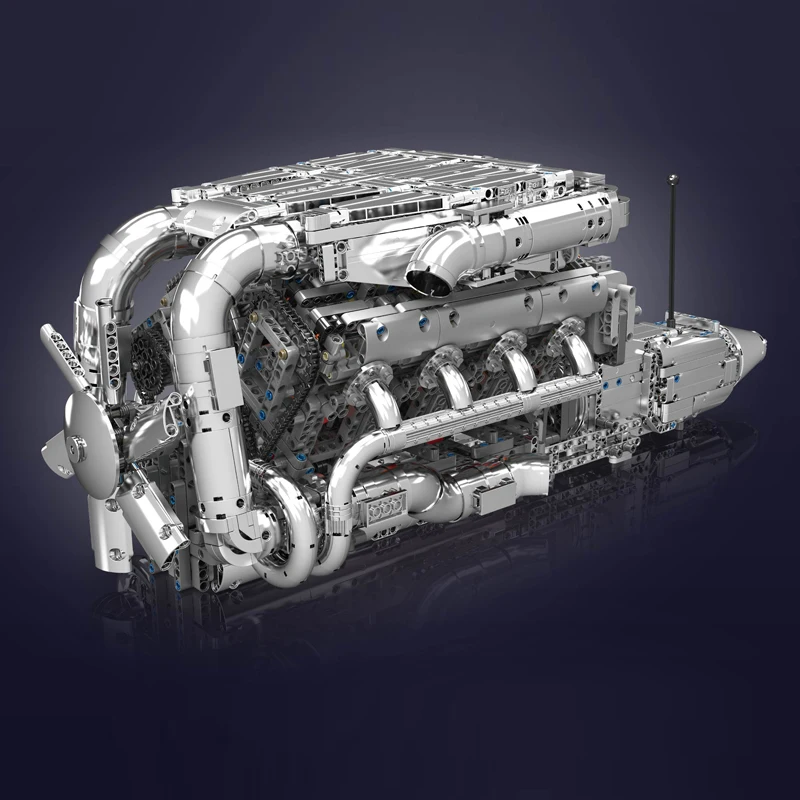 Mould King 10168 V8 Twin Turbo Engine Kit 2899PCS MOC Supercar Model with Working Pistons Turbo for Adults Car Enthusiasts