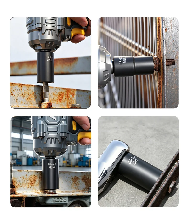 Hochleistungs-Radmutternentferner 17-24mm Hochdrehmoment-Set zum Entfernen Beschädigter Schrauben 1/2" Antrieb Drehsteckschlüssel für Bohrmaschine und Schlagschrauber – Detail 13