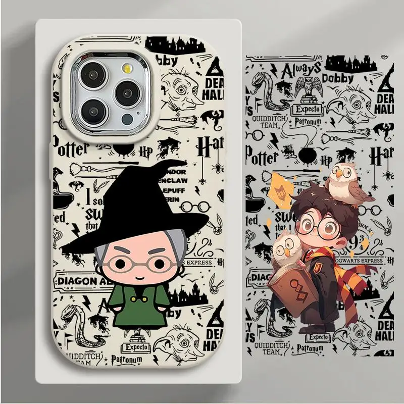 Cute Harry Potter Chibi Minerva McGonagall Chubby Phone Case for iPhone 15 14 Plus 13 12 11 Pro Max Shockproof Back Cover