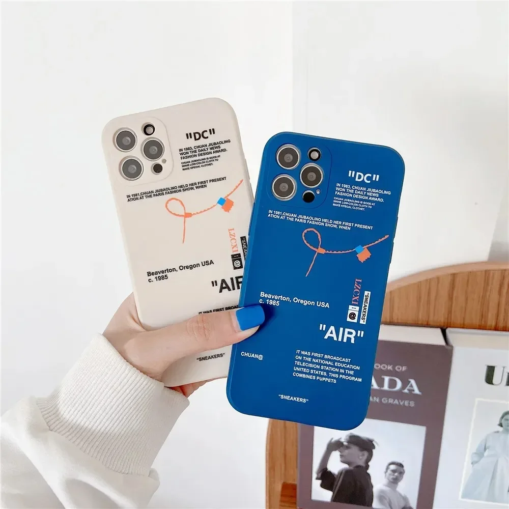 Hot Tides Sneakers Phone Case For iPhone 15pro 14 13 12 Mini 11 15 16 Pro X XR XS MAX  Plus Label Letter Silicone Cover Coque