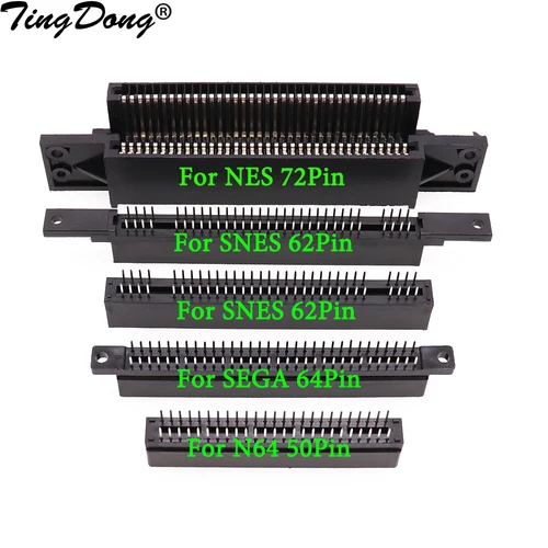 1 Uds para SNES N64 SEGA NES conector ranura para tarjeta de juego 62pin 72pin 64pin 50pin para consola clon SEGA Genesis N64 SNES NES