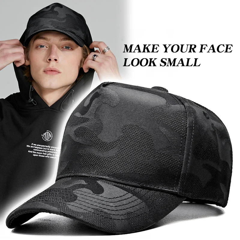 Breathable Non-Stuffy Autumn Sun Protection Tall Crown Peaked Cap Men\'s Wide Brim Face-Looking Small Baseball Cap Big Head