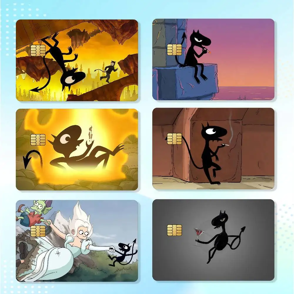 Cartoon D-Disenchantment Luci Credit Skin Cover Card Stickers 4PCS Film Bus Pass Front Decoration Bank Debit Waterproof