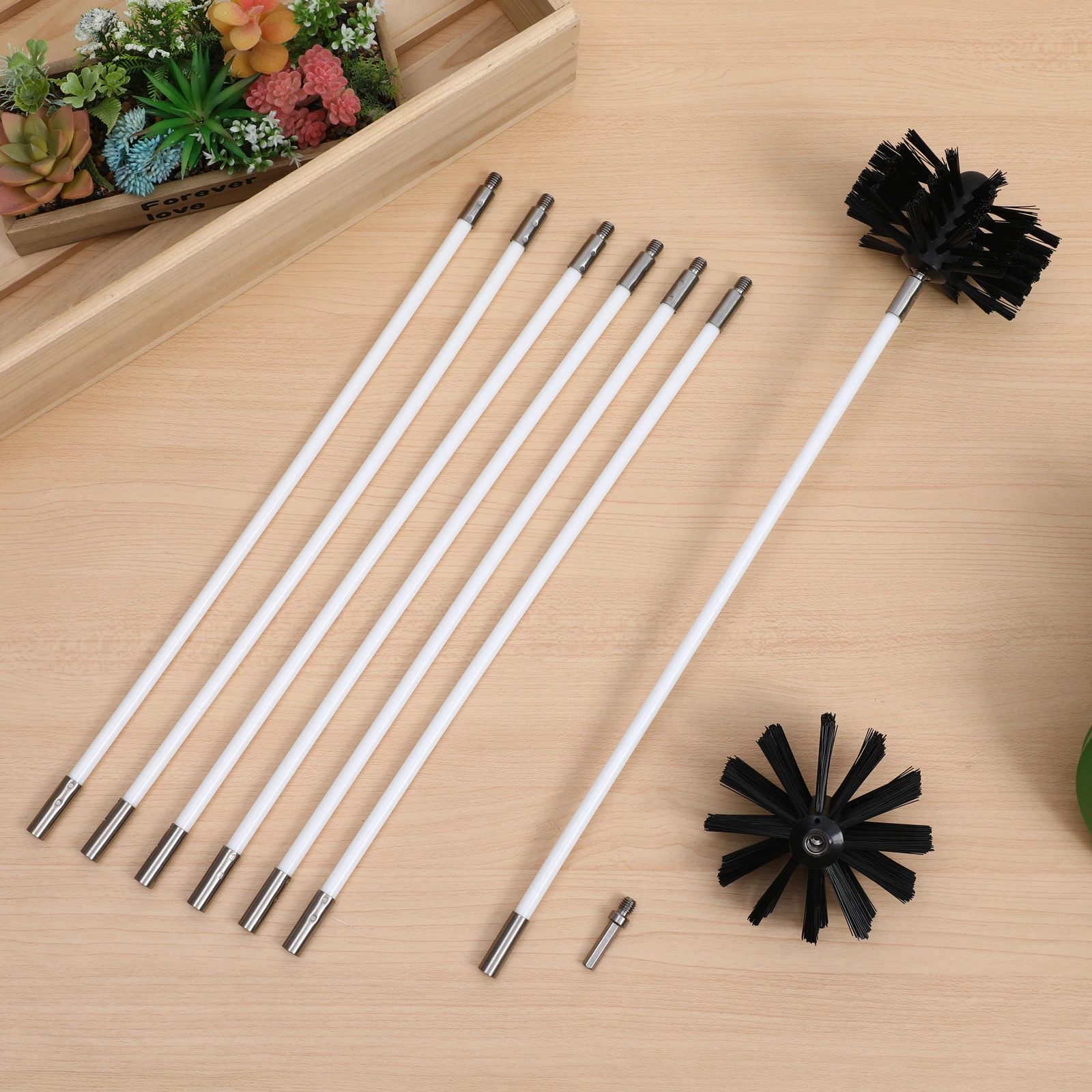 18 pcs Pipe Cleaning Brush Chimney Sweep Kit Adjustable Rods PP Nylon Multi Use For Drains Tubes Gutter Cleaning Tools
