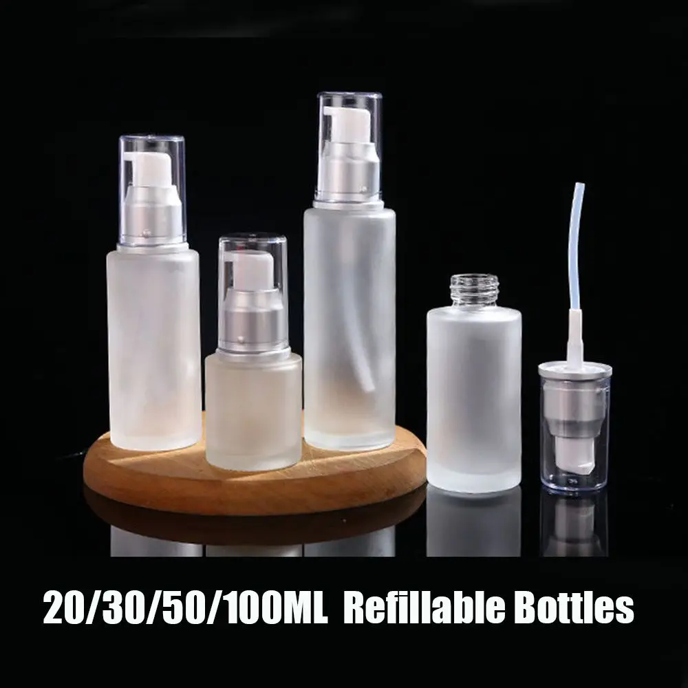 Glasflasche, tragbar, für Reisen, Comestic, mattierter Behälter, Lotion-Sprühflasche, nachfüllbare Flaschen